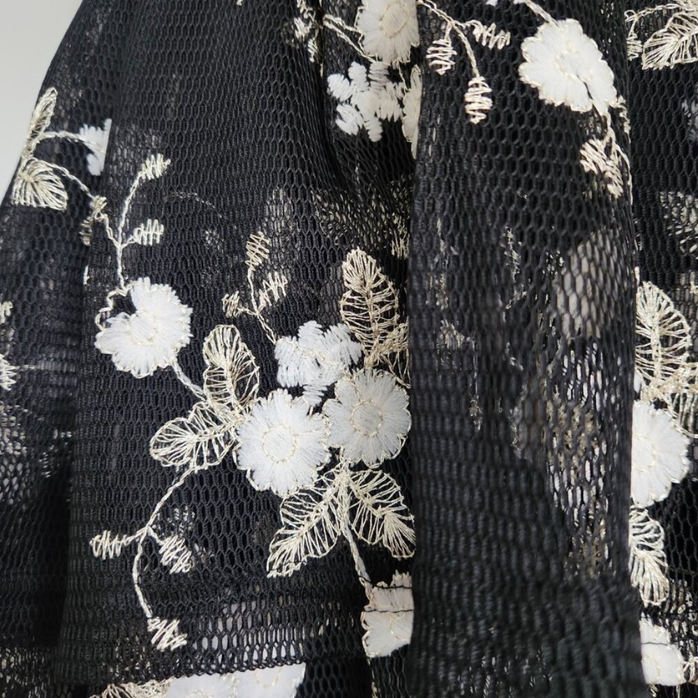 Lulus How Sweet Black Embroidered Strapless Mesh Tiered Mini Dress Small NWT - Picture 11 of 16